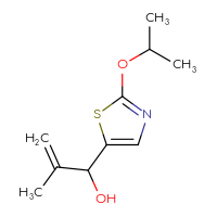 Chemical structure of 2-methyl-1-[2-(propan-2-yloxy)-1,3-thiazol-5-yl]prop-2-en-1-ol - CSSB20864005581