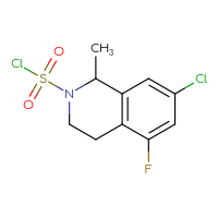 Chemical structure of 7-chloro-5-fluoro-1-methyl-1,2,3,4-tetrahydroisoquinoline-2-sulfonyl chloride - CSSB21224774988