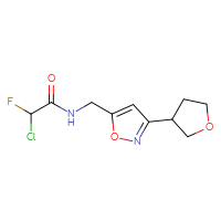 Chemical structure of 2-chloro-2-fluoro-N-{[3-(oxolan-3-yl)-1,2-oxazol-5-yl]methyl}acetamide - CSSB21332121149