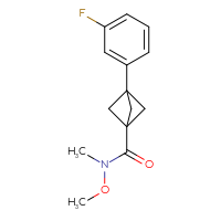 Chemical structure of 3-(3-fluorophenyl)-N-methoxy-N-methylbicyclo[1.1.1]pentane-1-carboxamide - CSSB21151593457