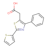 Chemical structure of 2-[4-phenyl-2-(thiophen-2-yl)-1,3-thiazol-5-yl]acetic acid - CSSB00025771643