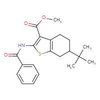 Chemical structure of methyl 2-benzamido-6-tert-butyl-4,5,6,7-tetrahydro-1-benzothiophene-3-carboxylate - CSSB00026715490