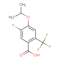 Chemical structure of 5-fluoro-4-(propan-2-yloxy)-2-(trifluoromethyl)benzoic acid - CSSB21103684184