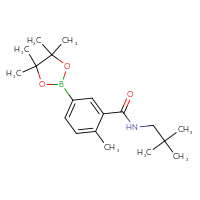 Chemical structure of N-(2,2-dimethylpropyl)-2-methyl-5-(4,4,5,5-tetramethyl-1,3,2-dioxaborolan-2-yl)benzamide - CSSB02526779008