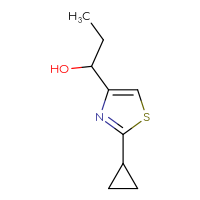 Chemical structure of 1-(2-cyclopropyl-1,3-thiazol-4-yl)propan-1-ol - CSSB00153862107
