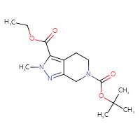 Chemical structure of 6-tert-butyl 3-ethyl 2-methyl-2H,4H,5H,6H,7H-pyrazolo[3,4-c]pyridine-3,6-dicarboxylate - CSSB00010751739