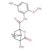 Chemical structure of N-(2-methoxy-5-methylphenyl)-4,7,7-trimethyl-3-oxo-2-oxabicyclo[2.2.1]heptane-1-carboxamide - CSSB00121727337
