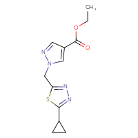 Chemical structure of ethyl 1-[(5-cyclopropyl-1,3,4-thiadiazol-2-yl)methyl]-1H-pyrazole-4-carboxylate - CSSB02222484545