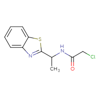 Chemical structure of N-[1-(1,3-benzothiazol-2-yl)ethyl]-2-chloroacetamide - CSSB01994667841