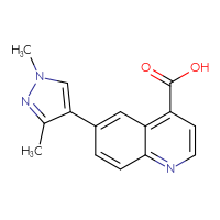 Chemical structure of 6-(1,3-dimethyl-1H-pyrazol-4-yl)quinoline-4-carboxylic acid - CSSB21413479151