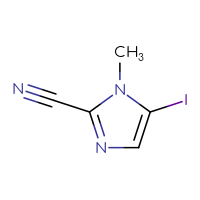 Chemical structure of 5-iodo-1-methyl-1H-imidazole-2-carbonitrile - CSSB21323115855