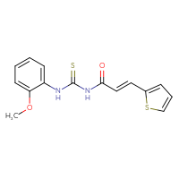 Chemical structure of 1-(2-methoxyphenyl)-3-[(2E)-3-(thiophen-2-yl)prop-2-enoyl]thiourea - CSSB00020581828