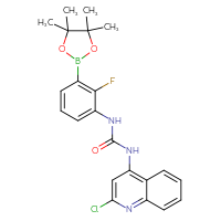 Chemical structure of 1-(2-chloroquinolin-4-yl)-3-[2-fluoro-3-(4,4,5,5-tetramethyl-1,3,2-dioxaborolan-2-yl)phenyl]urea - CSSB21332135157
