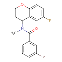 Chemical structure of 3-bromo-N-(6-fluoro-3,4-dihydro-2H-1-benzopyran-4-yl)-N-methylbenzamide - CSSB03154688761