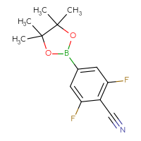 Chemical structure of 2,6-difluoro-4-(4,4,5,5-tetramethyl-1,3,2-dioxaborolan-2-yl)benzonitrile - CSSB00010392668