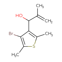 Chemical structure of 1-(4-bromo-2,5-dimethylthiophen-3-yl)-2-methylprop-2-en-1-ol - CSSB00118480986