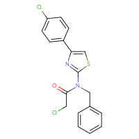 Chemical structure of N-benzyl-2-chloro-N-[4-(4-chlorophenyl)-1,3-thiazol-2-yl]acetamide - CSSB00000680735