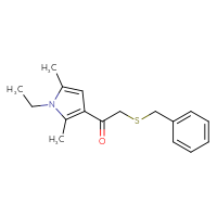 Chemical structure of 2-(benzylsulfanyl)-1-(1-ethyl-2,5-dimethyl-1H-pyrrol-3-yl)ethan-1-one - CSSB00043607910