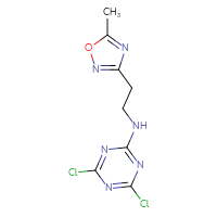 Chemical structure of 4,6-dichloro-N-[2-(5-methyl-1,2,4-oxadiazol-3-yl)ethyl]-1,3,5-triazin-2-amine - CSSB00007361726