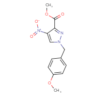 Chemical structure of methyl 1-[(4-methoxyphenyl)methyl]-4-nitro-1H-pyrazole-3-carboxylate - CSSB00104219877
