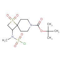 Chemical structure of tert-butyl 3-[(chlorosulfonyl)(methyl)amino]-1,1-dioxo-1λ⁶-thia-7-azaspiro[3.5]nonane-7-carboxylate - CSSB21224761436