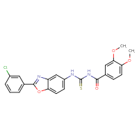 Chemical structure of 3-[2-(3-chlorophenyl)-1,3-benzoxazol-5-yl]-1-(3,4-dimethoxybenzoyl)thiourea - CSSB00121706457