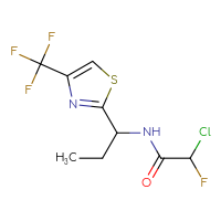 Chemical structure of 2-chloro-2-fluoro-N-{1-[4-(trifluoromethyl)-1,3-thiazol-2-yl]propyl}acetamide - CSSB06454639932