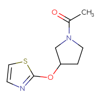 Chemical structure of 1-[3-(1,3-thiazol-2-yloxy)pyrrolidin-1-yl]ethan-1-one - CSSB09896520092