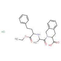Chemical structure of 2-{2-[(1-ethoxy-1-oxo-4-phenylbutan-2-yl)amino]propanoyl}-1,2,3,4-tetrahydroisoquinoline-3-carboxylic acid hydrochloride - CSSB00020590731