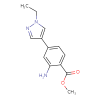 Chemical structure of methyl 2-amino-4-(1-ethyl-1H-pyrazol-4-yl)benzoate - CSSB06585361195