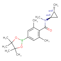 Chemical structure of rac-N,2,6-trimethyl-N-[(1R,2R)-2-methylcyclopropyl]-4-(4,4,5,5-tetramethyl-1,3,2-dioxaborolan-2-yl)benzamide - CSSB21331714233