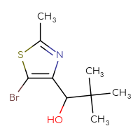 Chemical structure of 1-(5-bromo-2-methyl-1,3-thiazol-4-yl)-2,2-dimethylpropan-1-ol - CSSB00154001826
