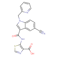 Chemical structure of 5-{5-cyano-1-[(pyridin-2-yl)methyl]-1H-indole-3-amido}-1,3-thiazole-4-carboxylic acid - CSSB14855339975