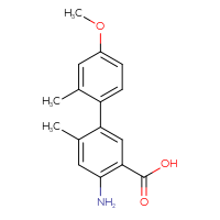 Chemical structure of 4-amino-4'-methoxy-2',6-dimethyl-[1,1'-biphenyl]-3-carboxylic acid - CSSB21531601930