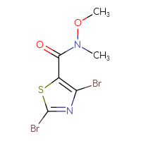 Chemical structure of 2,4-dibromo-N-methoxy-N-methyl-1,3-thiazole-5-carboxamide - CSSB20813972141