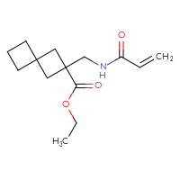 Chemical structure of ethyl 2-[(prop-2-enamido)methyl]spiro[3.3]heptane-2-carboxylate - CSSB01276572706