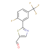 Chemical structure of 2-[2-fluoro-5-(trifluoromethyl)phenyl]-1,3-thiazole-5-carbaldehyde - CSSB00001500542
