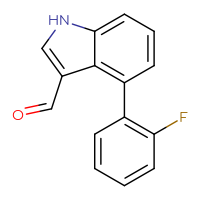 Chemical structure of 4-(2-fluorophenyl)-1H-indole-3-carbaldehyde - CSSB06581640036