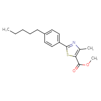Chemical structure of methyl 4-methyl-2-(4-pentylphenyl)-1,3-thiazole-5-carboxylate - CSSB13691347071