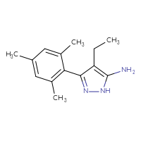 Chemical structure of 4-ethyl-3-(2,4,6-trimethylphenyl)-1H-pyrazol-5-amine - CSSB00000470543