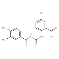 Chemical structure of 5-chloro-2-({[(3,4-dimethylphenyl)formamido]methanethioyl}amino)benzoic acid - CSSB00102616349