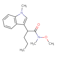 Chemical structure of N-methoxy-N-methyl-2-(1-methyl-1H-indol-3-yl)pentanamide - CSSB21151591961