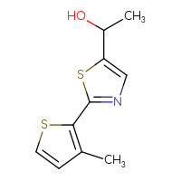 Chemical structure of 1-[2-(3-methylthiophen-2-yl)-1,3-thiazol-5-yl]ethan-1-ol - CSSB00015510147