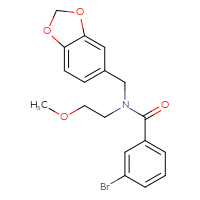 Chemical structure of N-[(2H-1,3-benzodioxol-5-yl)methyl]-3-bromo-N-(2-methoxyethyl)benzamide - CSSB00106676779