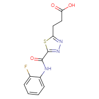 Chemical structure of 3-{5-[(2-fluorophenyl)carbamoyl]-1,3,4-thiadiazol-2-yl}propanoic acid - CSSB00020596331