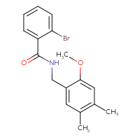Chemical structure of 2-bromo-N-[(2-methoxy-4,5-dimethylphenyl)methyl]benzamide - CSSB15367714116
