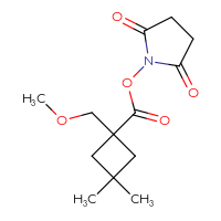 Chemical structure of 2,5-dioxopyrrolidin-1-yl 1-(methoxymethyl)-3,3-dimethylcyclobutane-1-carboxylate - CSSB15099691915