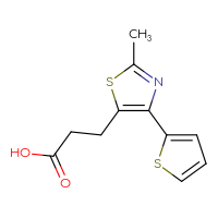 Chemical structure of 3-[2-methyl-4-(thiophen-2-yl)-1,3-thiazol-5-yl]propanoic acid - CSSB00010204377