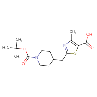 Chemical structure of 2-({1-[(tert-butoxy)carbonyl]piperidin-4-yl}methyl)-4-methyl-1,3-thiazole-5-carboxylic acid - CSSB00116210367