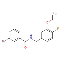 Chemical structure of 3-bromo-N-[(3-ethoxy-4-fluorophenyl)methyl]benzamide - CSSB21432559298